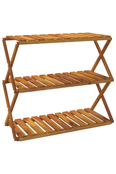 vidaxl Etajeră pliabilă cu 3 niveluri, maro, 70 x 31 x 63 cm, din lemn masiv ...
