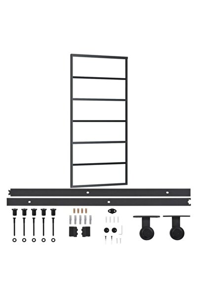 vidaxl Ușă glisantă cu set de feronerie, 90 x 205 cm, sticlă ESG/aluminiu
