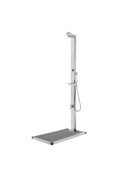 vidaxl Duș de grădină cu bază gri, 225 cm, oțel inoxidabil