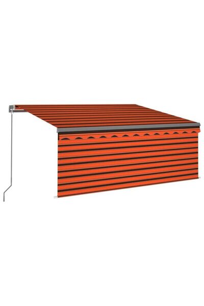 vidaxl Copertină manuală cu rulou și LED-uri Portocaliu și Maro 3.5 x 2.5 m