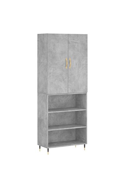 vidaxl Dulap înalt, gri beton, 69,5 x 34 x 180, lemn compozit