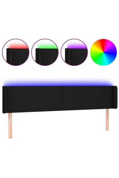 vidaxl Tăblie de pat cu LED, negru, 203x16x78/88 cm, textil