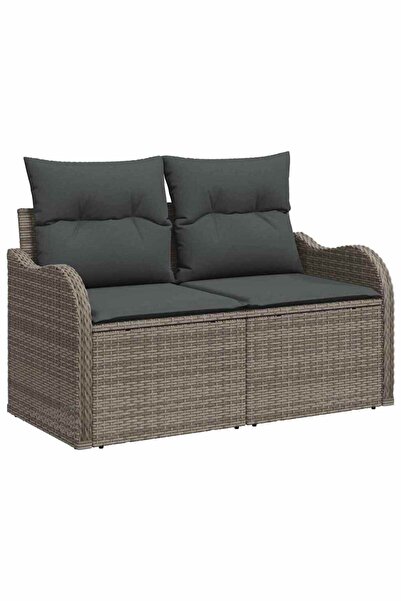 vidaxl Canapea de grădină cu pernă Gri 121 x 62 x 69cm poliratan