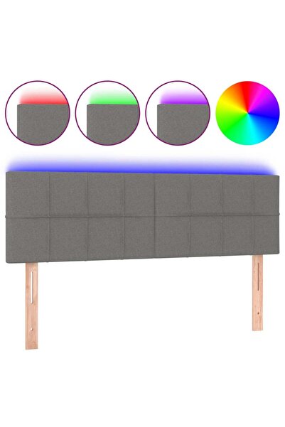 vidaxl Tăblie de pat cu LED, gri închis, 144x5x78/88 cm, textil