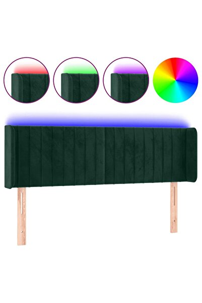 vidaxl Tăblie de pat cu LED, verde închis, 147x16x78/88 cm, catifea
