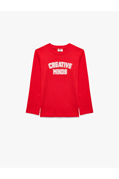 Koton Tricou imprimat din bumbac cu mânecă lungă și decolteu tip crewneck