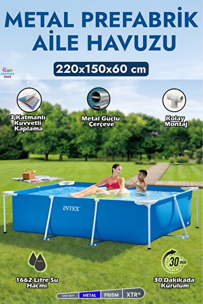 Brother Toys Intex Büyük Boy Prefabrik Aile Havuzu 220x150 Dayanıklı Çerçevel...