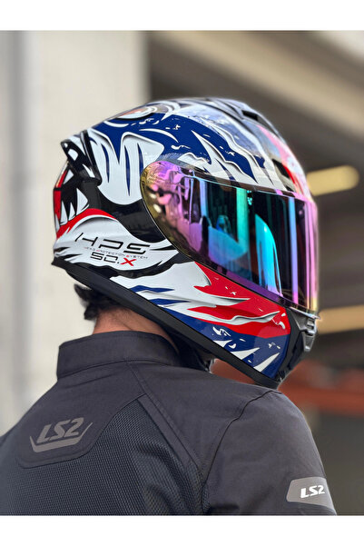 Givi 50.X SHARKBITE MAVİ-BEYAZ-KIRMIZI KASK (GÖKKUŞAĞI VİZÖR)