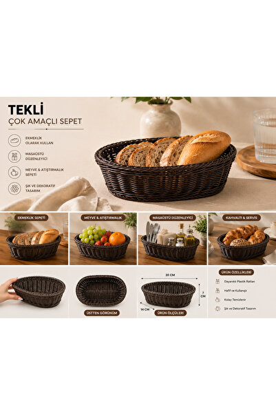 PALU GASTRO Multi-Purpose Rattan Basket 20X14X7 cm Bread and Fruit Organizer
