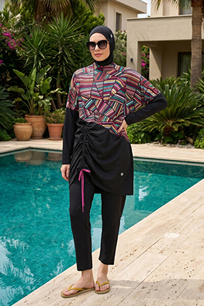 Haliç Mayo Sports Lycra Full Covered Hijab Swimsuit 6494 Black13