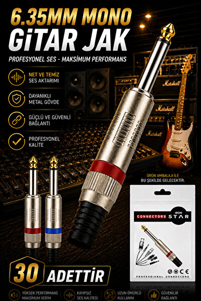 IRONSTAR 30 bucăți mufă mono de 6,35 mm / mufă mono tată de 6,35 mm / mufă ja...