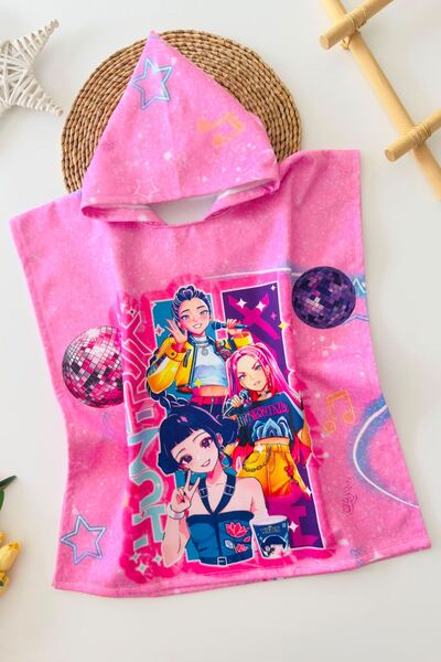 Minigimin Cicileri My Little Baby's Character Printed Hooded Children's Beach...