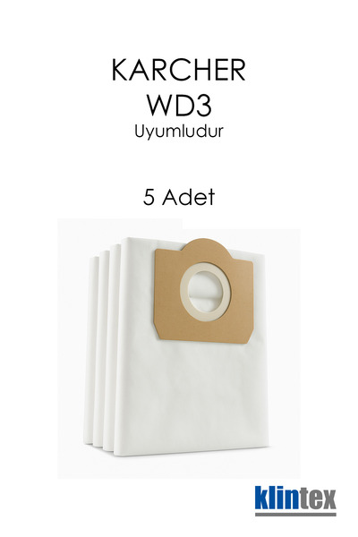 Klintex Karcher Compatible Wd3 Vacuum Cleaner Replacement Dust Bag 5 Pieces