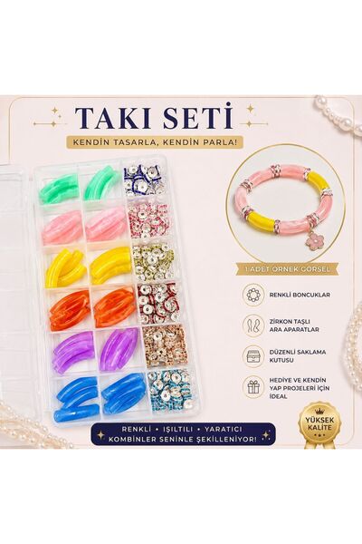 yiğit aksesuar Set de 36 de mărgele tubulare curbate și șaibe colorate (5 MET...