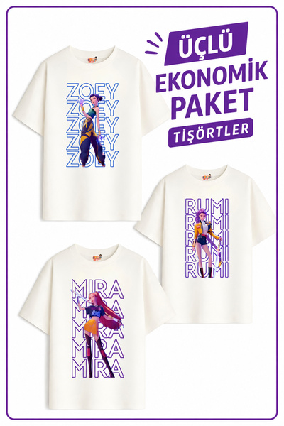 Belya Kids Wear Devojčice, 10 majica sa Huntrix dizajnom, ekonomično pakovanj...