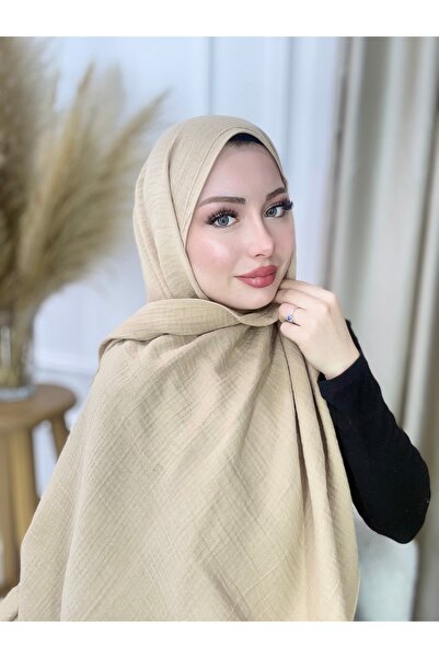 Noyan Scarfs %100 Doğal Pamuk Müslin Şal Bej
