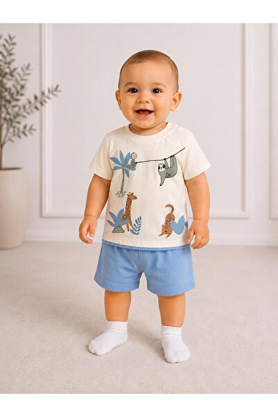 aykidsclup Summer 2-Piece Baby Boy Set with Animal Figures and Shorts 1110 M-