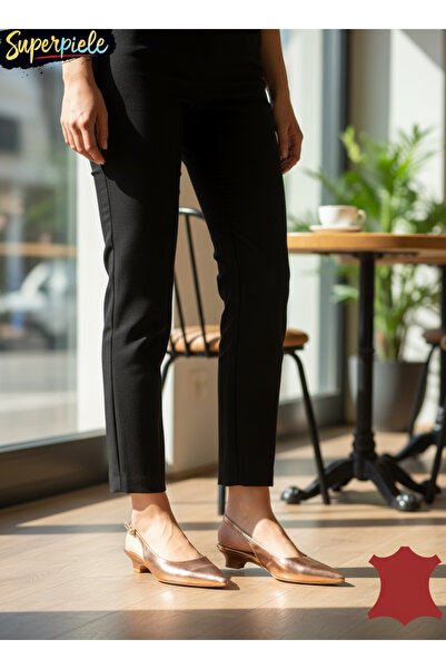 ANGEL BLUE Παπούτσια slingback από γνήσιο δέρμα, με μικρό χοντρό τακούνι