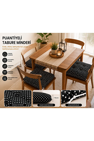 EKOVA Stool Cushion with Polka Dots, Lace-Up, Padded Seating Cushion, Black a...