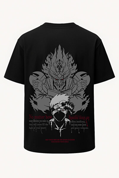 nirvoda Tricou supradimensionat cu imprimeu Anbu Kakashi Naruto - Imprimeu ma...