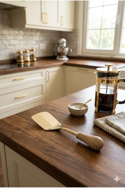 KLARHAUS Stainless Steel Spatula with Wooden Mini Handle - 21.5 cm