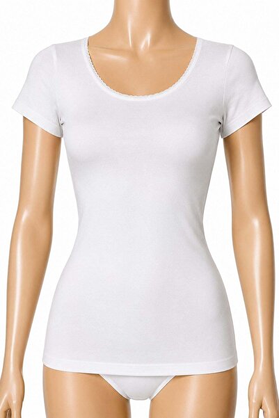 YILDIZ Ribana Short Sleeve White Women's Undershirt 100% Cotton
