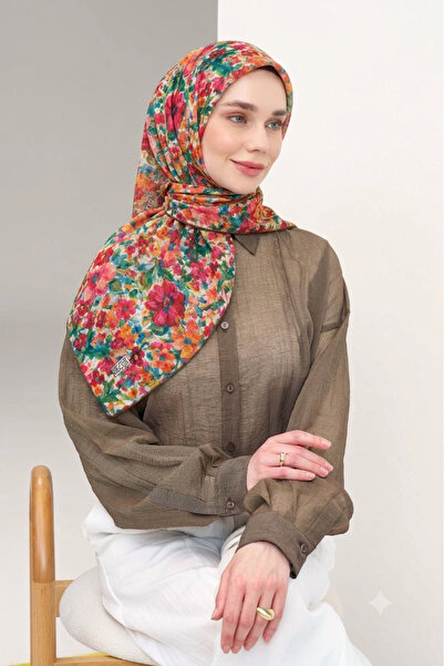 ZER Eșarfă din bumbac organic și viscoză, design special, cu flori crocante, ...