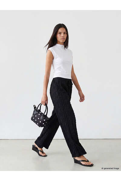 LC Waikiki Özmarka New Season Elastic Waist Textured Women's Trousers