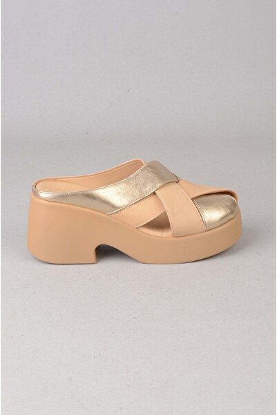 SEÇ KUNDURA Seç 880016 genuine leather platform heel women's slipper (heel he...