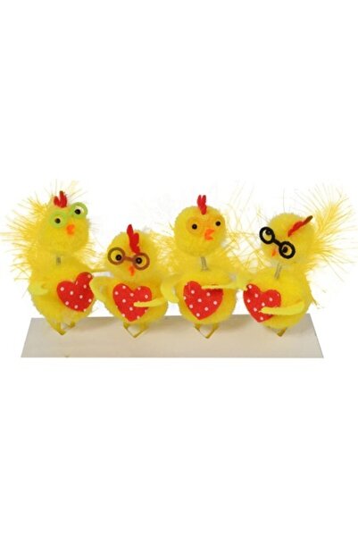 Goliat Set de 4 accesorii decorative, Goliat, puișori de Paște, 7cm, galben
