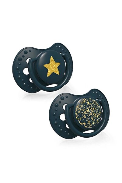 LOVI Set de 2 suzete din silicon Stardust, 18 luni+, verde
