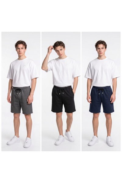 Zenvia Men's 3-Pack Combed Cotton Fabric Shorts with Side Pockets Bermuda