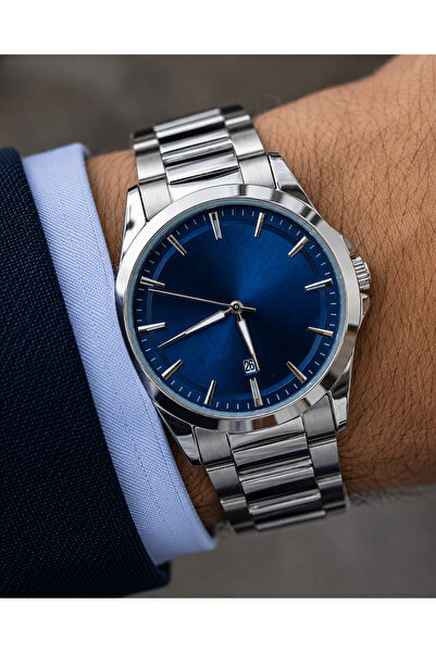 Weluxa Men's Wristwatch Silver Color with Calendar Sport & Classic Gift Boxed