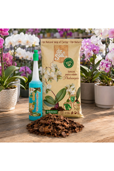 Dr Soil Pachet Dr.Soil pentru orhidee Phalaenopsis, substrat 1L + elixir Drop...