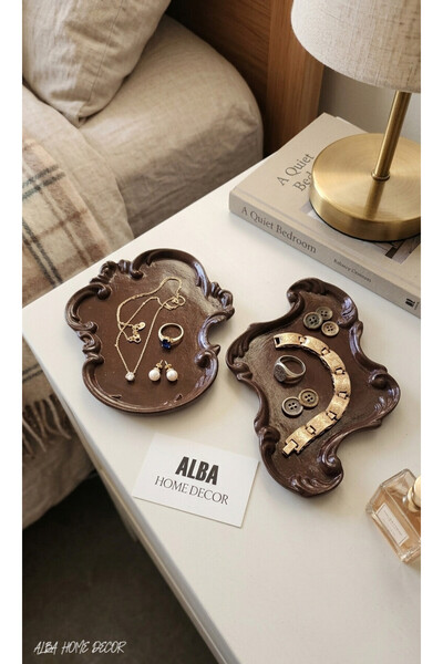 Alba Home Decor İkili Dekoratif Takı ve Sunum Tabağı, Tepsisi