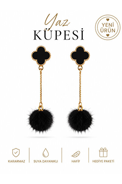 1PARÇAMAVİ DELİKSİZ kıstırmalı klipsli kadın küpesi - yonca model
