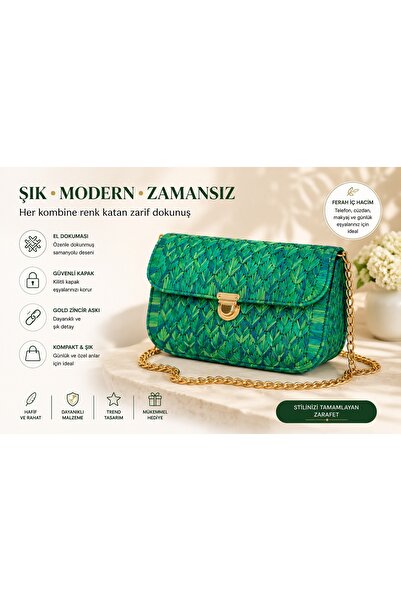 NGAHOME Handmade Wicker-Look Paper String Bag with Gold Chain, Stylish Women'...