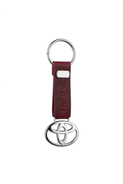 PRAVA LEATHER Krom Kaplama Toyota amblemli Deri Anahtarlık