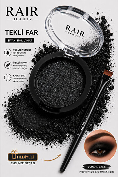 RAİR BEAUTY Yüksek Pigmentli Tekli Simli Siyah Göz Farı (EYELİNER FIRÇASI HED...