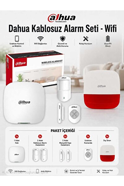 DAHUA Kablosuz Alarm Seti WiFi | 2 Hareket Dedektörü + 2 Manyetik Kontak + Dı...
