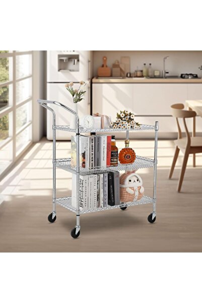 Garvee Heavy Duty Metal 3 Tier Trolley with Metal Wire Shelves Office Kitchen...