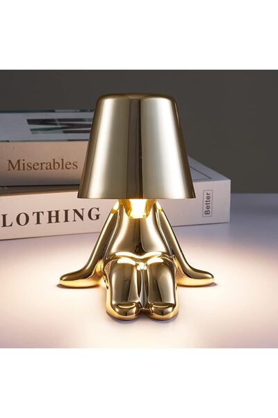 Vivendo Veioza cu touch, Little Golden Man Thinker Lamp, incarcare USB, aurie...