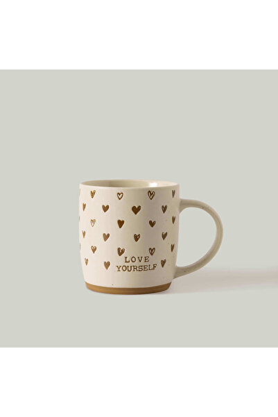 Linens Love Porselen 340 ml Kupa Ekru-Kiremit