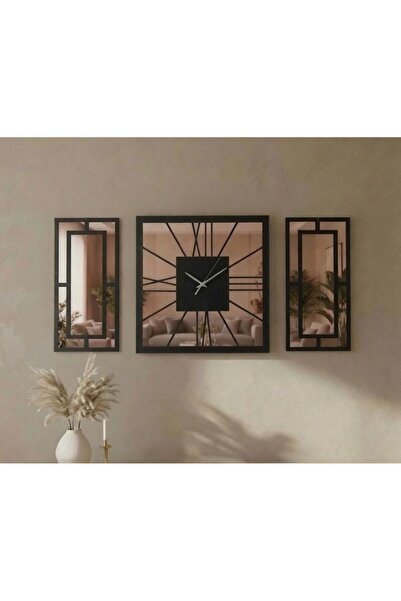 ERGEÇ TASARIM Siyah Rose Gold Aynalı Pleksi Detaylı Dekoratif Duvar Saati ve ...