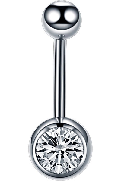 AMALFİ Σκουλαρίκια Piercing, Σκουλαρίκι Αφαλού, Λευκό Ζιργκόν, Χειρουργικό Ατ...