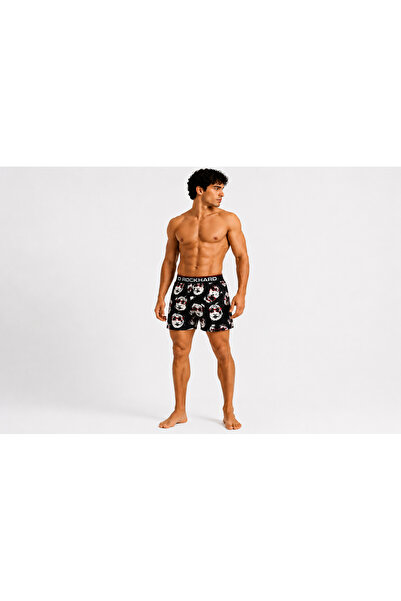 Black Arden Socks Tutku Erkek Boxer %100 Pamuklu Rahat Kesim Düğmeli Siyah Pe...