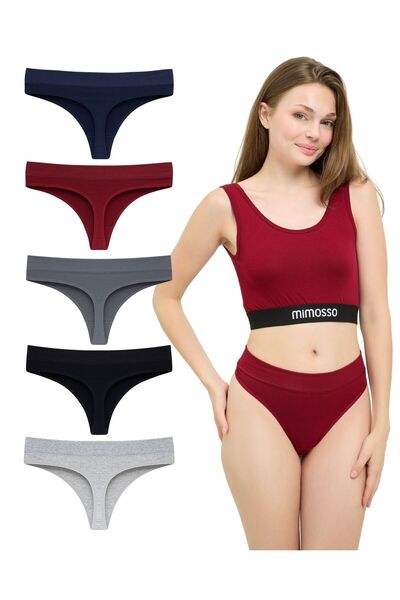 Mimosso Kadın Organik Pamuklu 5'li Yüksek Bel Comfort Tanga