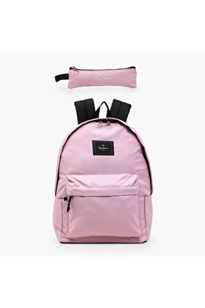 Pepe Jeans Aris Logo Applique Backpack for Girls 8-13 Years with Pencil Pouch...