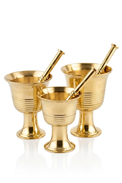 Generic Set of 3 Solid Heavy Brass Mortar & Pestle - Graduated Sizes - For Dr...