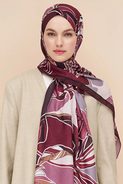 Madame Polo Fern Desen Italian Silk Shawl - Burgundy